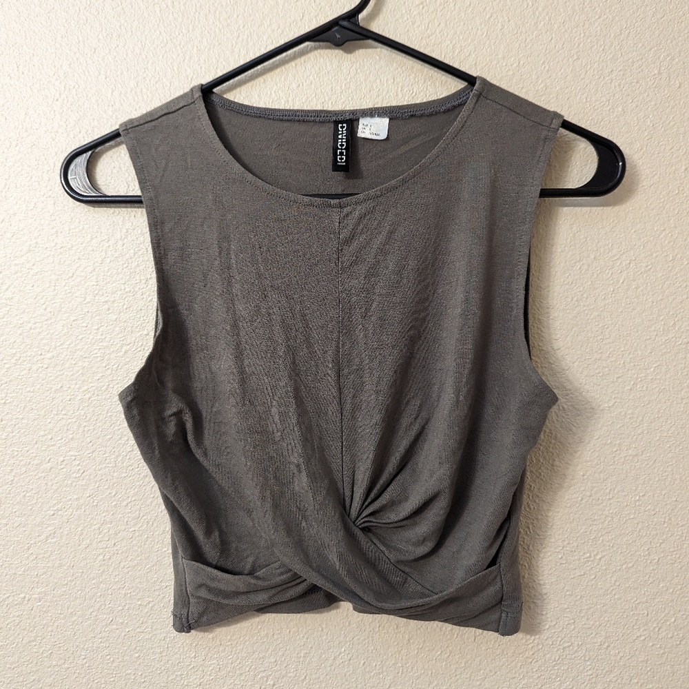 Twist Olive Crop Top